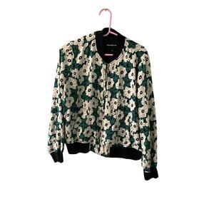 Who‎ What Wear Lightweight Jacket Women's Large Multicolor Floral Lined Full Zip